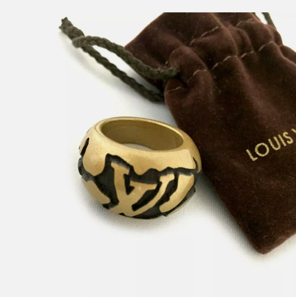 LOUIS VUITTON LEO MONOGRAM WOOD BERG RING A1161 - Picture 4 of 13